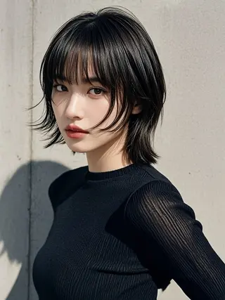 ミディアム ウルフカット 811 大阪梅田 ウルフのヘアスタイル