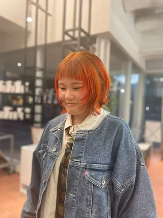 ショート カラー ⭐️韓国ブリーチ 顔周りカット⭐️のヘアスタイル