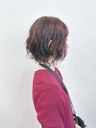 ミディアム パーマ ボブ/ゆるふわ ボブパーマ/とういのヘアスタイル