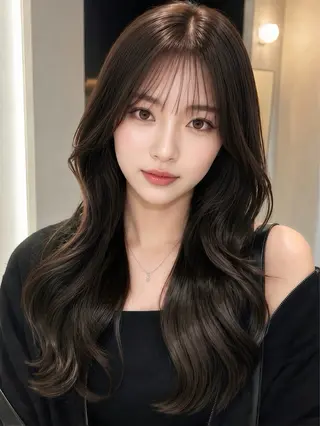 ロング カラー 髪質改善ストレート 韓国風レイヤー池袋のヘアスタイル