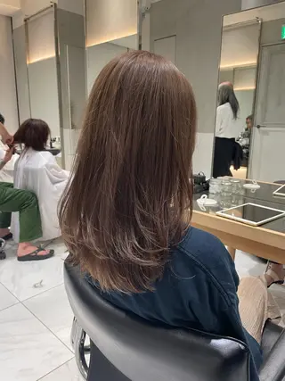 ロング オリーブ カラー✨有坂映哉のヘアスタイル