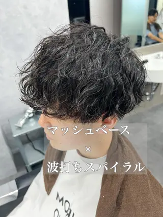 ミディアム パーマ メンズ 垢抜け・メンズパーマ 津山祐紀のヘアスタイル