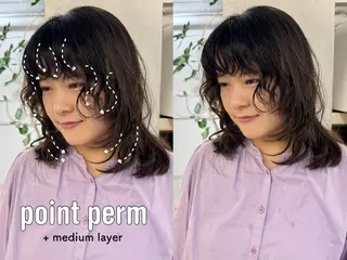 セミロング 新宿/顔周りカット +レイヤー=しずく♩のヘアスタイル