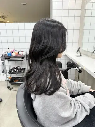 ロング カラー パーマ ヘアアレンジ メンズ キッズ 上品＆韓国風 🥀海心🥀のヘアスタイル
