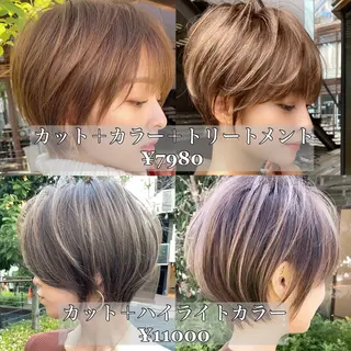 ショート カラー ボブ/レイヤーカット 縮毛矯正/コウキ新宿のヘアスタイル
