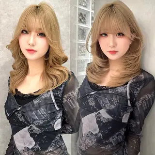 セミロング カラー Tenka/ ブリーチハイトーン✨のヘアスタイル