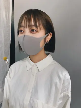 ミディアム カラー ボブパーマコテ巻き風 パーマNo1深江秀平のヘアスタイル