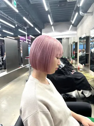 ショート カラー 鈴木/ボブ/ ミルクティー/ピンクのヘアスタイル