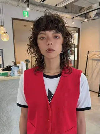 ミディアム ボブ/パーマ 村中　仁人のヘアスタイル