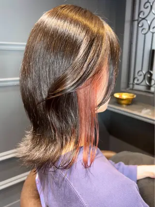 ミディアム カラー ヘアアレンジ 梅木李奈🕊️ レイヤーダブルカラーのヘアスタイル