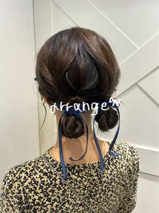 ヘアアレンジ 暖色カラー🪷 オタク美容師🎶のヘアスタイル