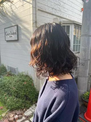ミディアム パーマ ショート& パーマ　坂本のヘアスタイル