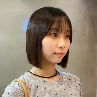 ショート カラー レイヤーボブ縮毛矯正 韓国RINAのヘアスタイル