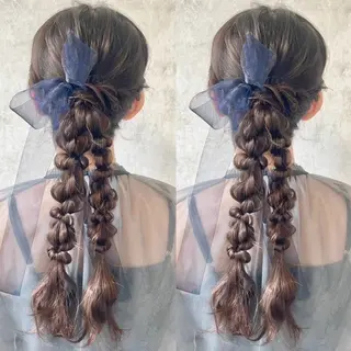 ロング ヘアアレンジ ヘアメ🎀ハイトーン 🩵エクステ🪄しほのヘアスタイル
