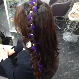 ロング 顔周りカットレイヤー 髪質改善 くまーのヘアスタイル