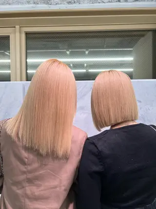 ミディアム ハイトーン&髪質改善 &韓国エクステ🤎のヘアスタイル