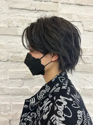 カラー パーマ メンズ 藤原 千紗/透明感 カラー/ボブのヘアスタイル