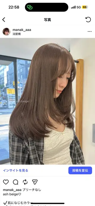 セミロング カラー ハイトーン/透け感 カラー🎀真香のヘアスタイル