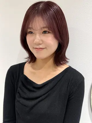 ミディアム カラー saki🌼ボブ× 透明感カラー🌼のヘアスタイル