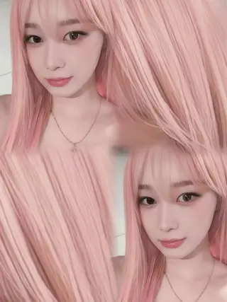 セミロング カラー 🎀ミルクティー/ ブリーチ/花音🎀のヘアスタイル