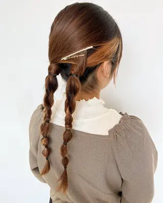 ヘアアレンジ 🩷ྀི暖色カラー 🫧ྀིススマゴチヨのヘアスタイル