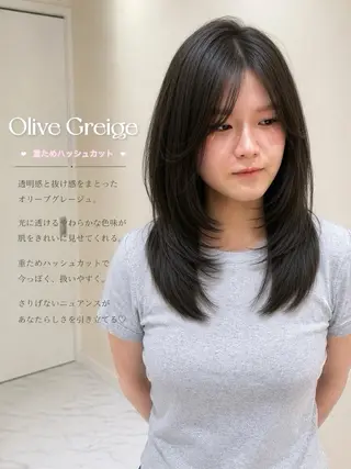 セミロング 大人韓国レイヤ ー特化|角岡泉希🩶のヘアスタイル