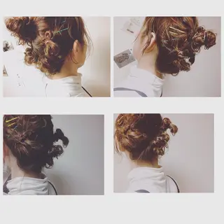 セミロング パーマ ヘアアレンジ くるくるパーマ aikoのヘアスタイル
