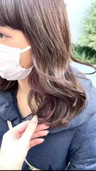 ミディアム カラー パーマ ご新規様限定 透明感カラーKANAのヘアスタイル