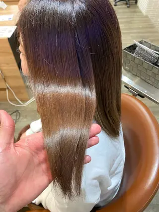 ミディアム 髪質改善カラー韓国風 レイヤーtudaのヘアスタイル