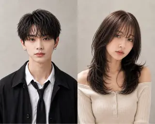 ロング メンズ rina韓国レイヤー ハッシュカットのヘアスタイル
