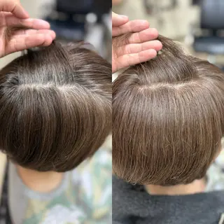 ミディアム カラー 白髪ボカシカラー /骨格に合わせカットのヘアスタイル