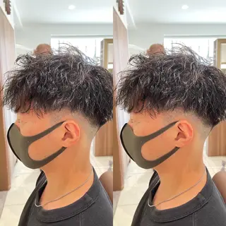 ショート パーマ ヘアアレンジ メンズ マツエク・マツパ アイブロウ レイヤーカット♡ 🌻鈴木花🌈のヘアスタイル