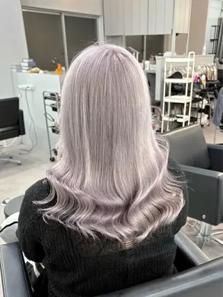 セミロング カラー 大阪ケアブリーチ/ ミルクティーベージュのヘアスタイル