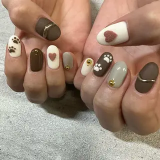 ショート カラー パーマ ヘアアレンジ メンズ キッズ ネイル マツエク・マツパ アイブロウ 今福鶴見ネイル 8(エイト)のネイルデザイン