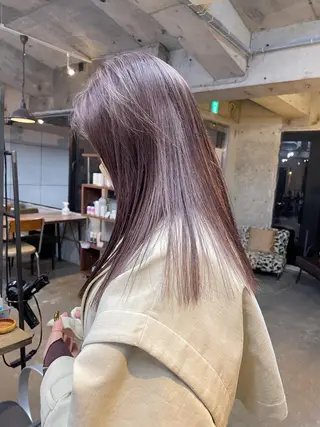 ミディアム カラー 透明感ベージュ/ レイヤー/ 髙橋一哉のヘアスタイル