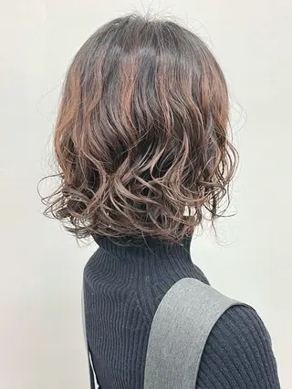 ショート パーマ ボブ/ゆるふわ ボブパーマ/とういのヘアスタイル