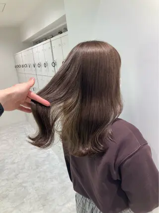 ミディアム カラー 韓国風ベージュ🤎 赤みなし🌿横浜🤎のヘアスタイル