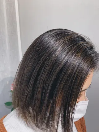 ミディアム カラー ヘアアレンジ ボブパーマコテ巻き風 パーマNo1深江秀平のヘアスタイル