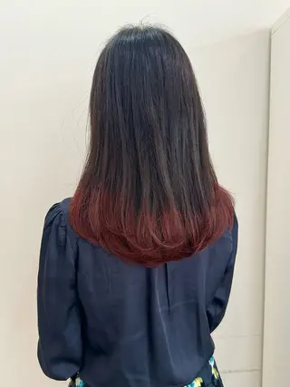 ロング カラー 切りっぱなしボブ/ ブリーチカラー/大塚のヘアスタイル