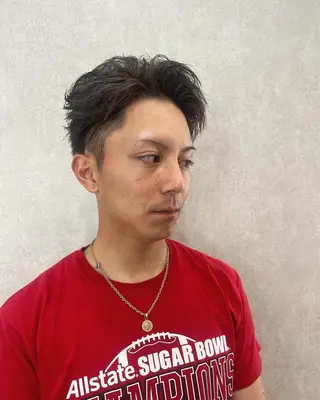 ショート カラー パーマ ヘアアレンジ メンズ 透明感カラー/ 新潟万代/池野里衣のヘアスタイル