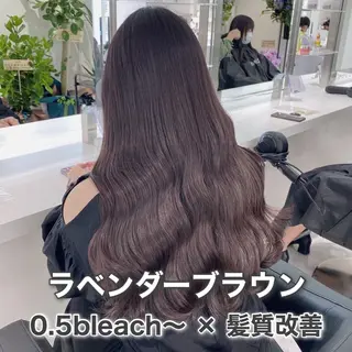 ロング カラー ラベンダー💜 グレージュ🩶のヘアスタイル
