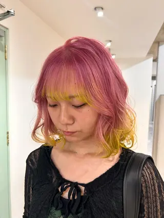 ミディアム カラー ひかりダブルカラー/ レイヤー/ボブパーマのヘアスタイル