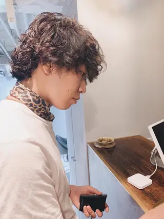 ショート パーマ メンズ ボブパーマコテ巻き風 パーマNo1深江秀平のヘアスタイル