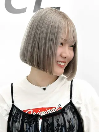 ショート カラー ヘアアレンジ 縮毛矯正🤍 盛れるボブ/ひかりのヘアスタイル