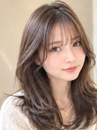 セミロング カラー Ayano カット モデル募集・艶カラーのヘアスタイル