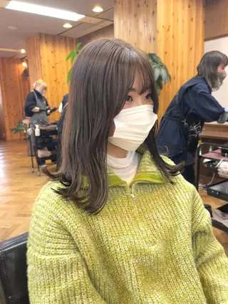 セミロング カラー ena/ブリーチなし 透明感・レイヤー🎀のヘアスタイル