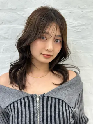 ミディアム カラー 前髪顔まわりカット 🌈中村海聖のヘアスタイル
