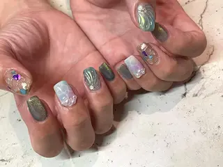 ネイル 韓国/ワンホン/長さ 出しつけ放題🎀のネイルデザイン