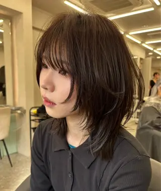 ミディアム ヘアアレンジ 似合わせカラー× ウルフカット/ホマレのヘアスタイル