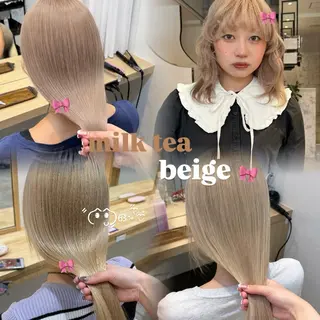 ロング カラー 柔らかいbeige ￤韓国￤🩰マユ🩰のヘアスタイル